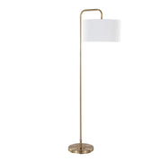 Puck 63.75' Contemporary Metal Floor Lamp in Gold Metal with White Linen Shade from Grandview Gallery by LumiSource