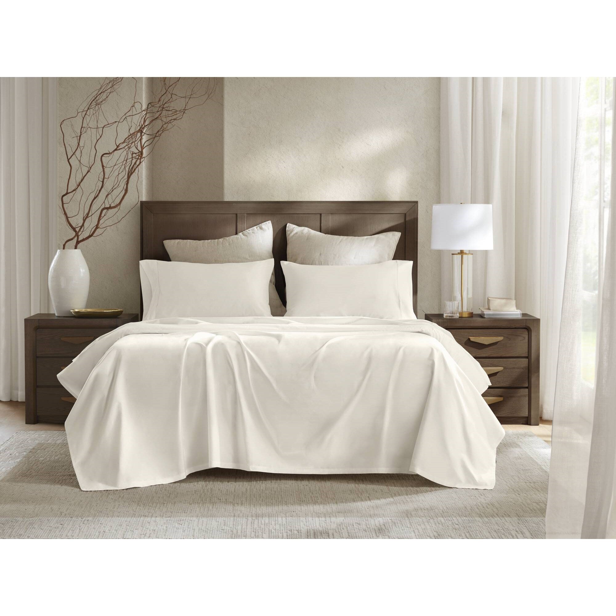 4 Pieces Queen Sateen Sheet Set,Ivory