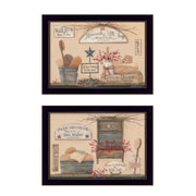 'Wash Room Collection' 2-Piece Vignette By Pam Britton, Printed Wall Art, Ready To Hang Framed Poster, Black Frame