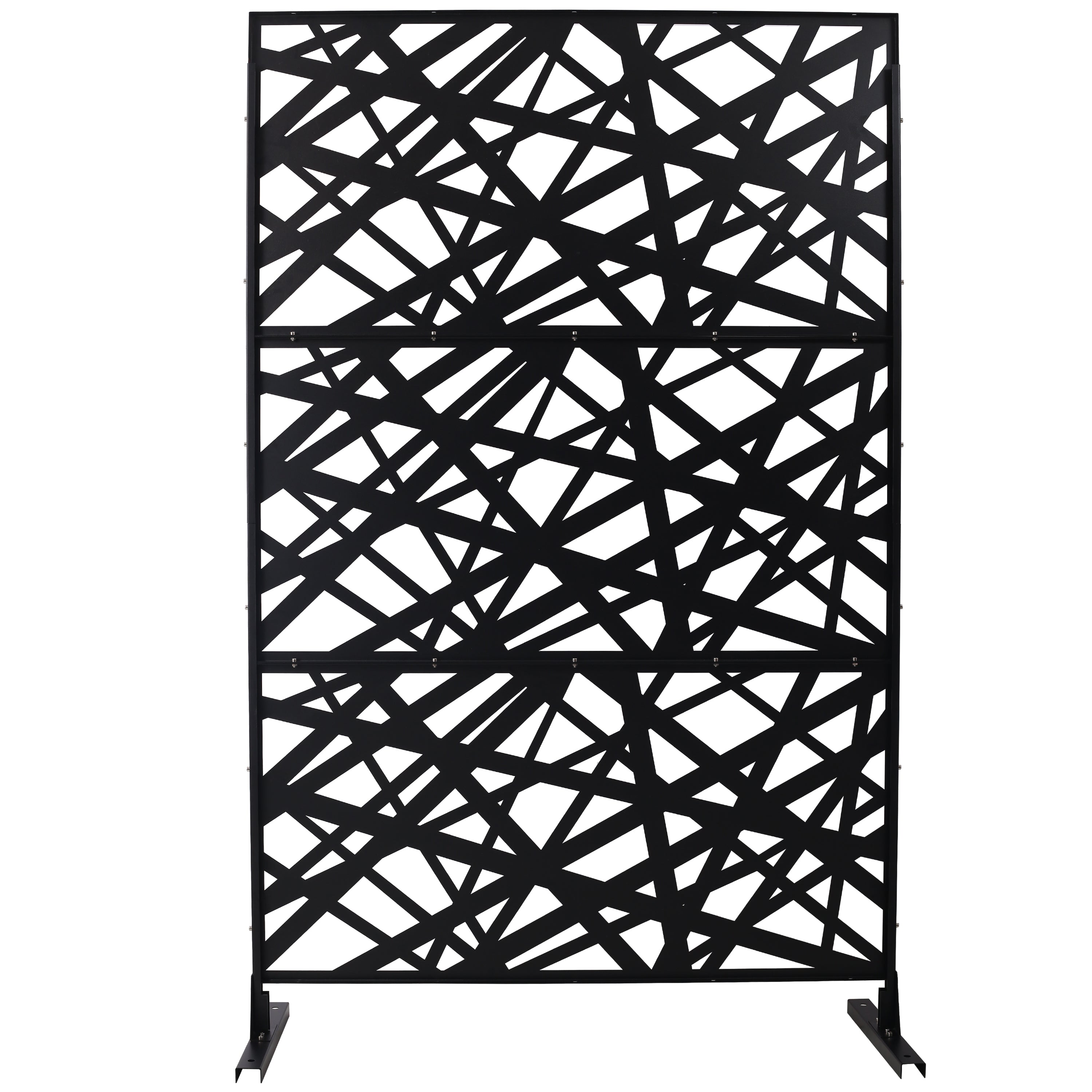 Outdoor & Indoor Privacy Screen Metal Privacy Screen 76' H×48' W, Freestanding Decorative Privacy Screen for Deck Balcony Patio, Privacy Fence Panels for Outside Lawn Garden PS117 BLACK