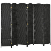 HOMCOM Room Divider, 6 Panel Folding Privacy Screen, 5.6' Tall Freestanding Wall Partition for Home Office, Bedroom, Black