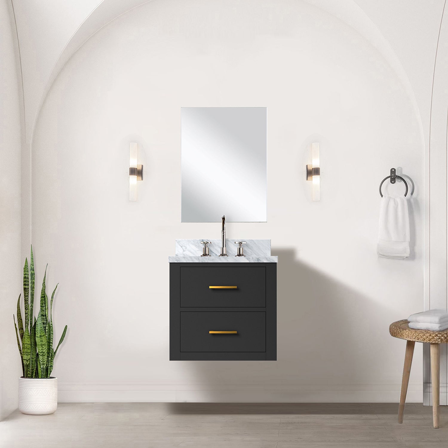 Black Single Bath Vanity 20 in. W x 18 in. D, Acrylic Top, and Faucet Set