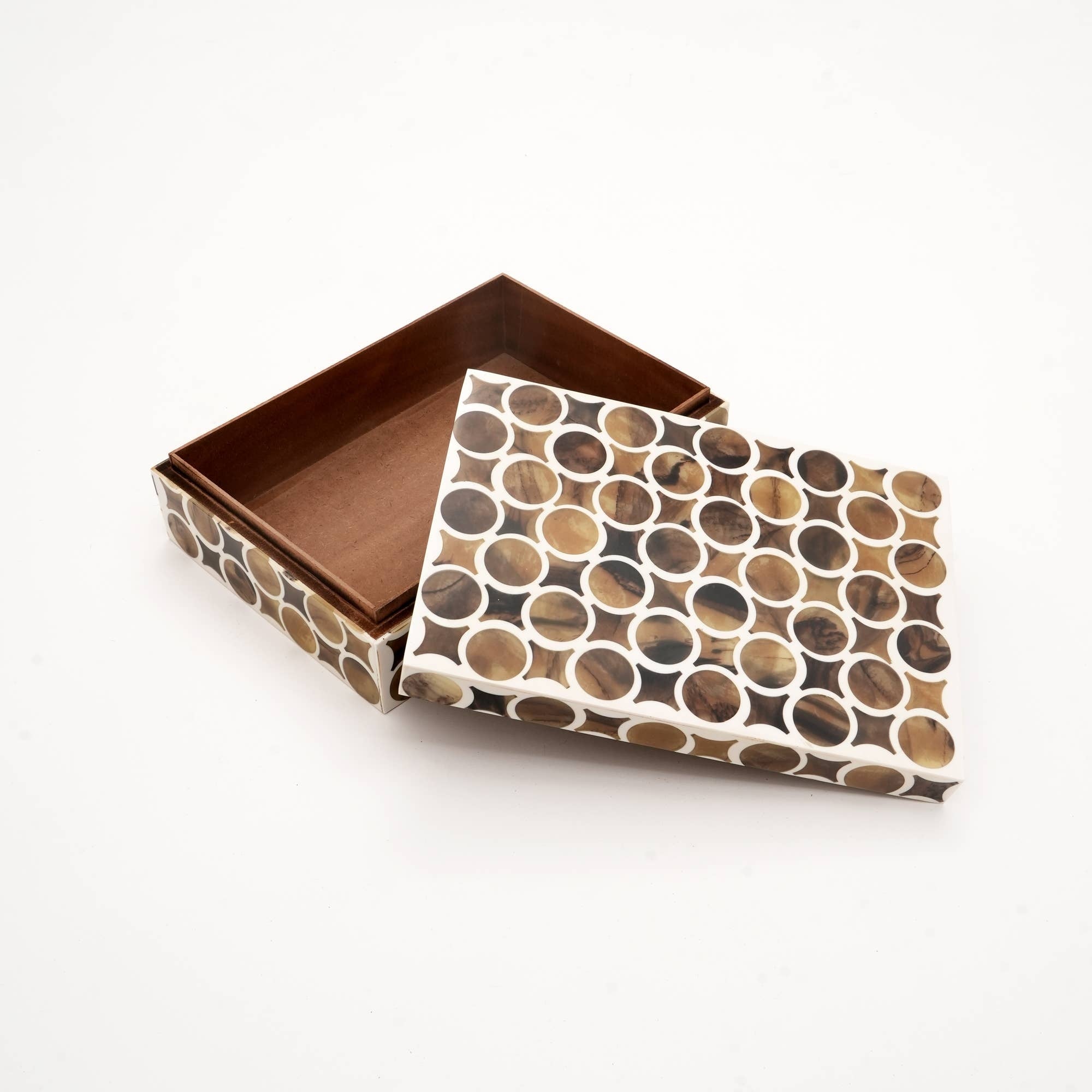 Handcrafted MDF & Resin Brown Decorative Box-10X7X3'