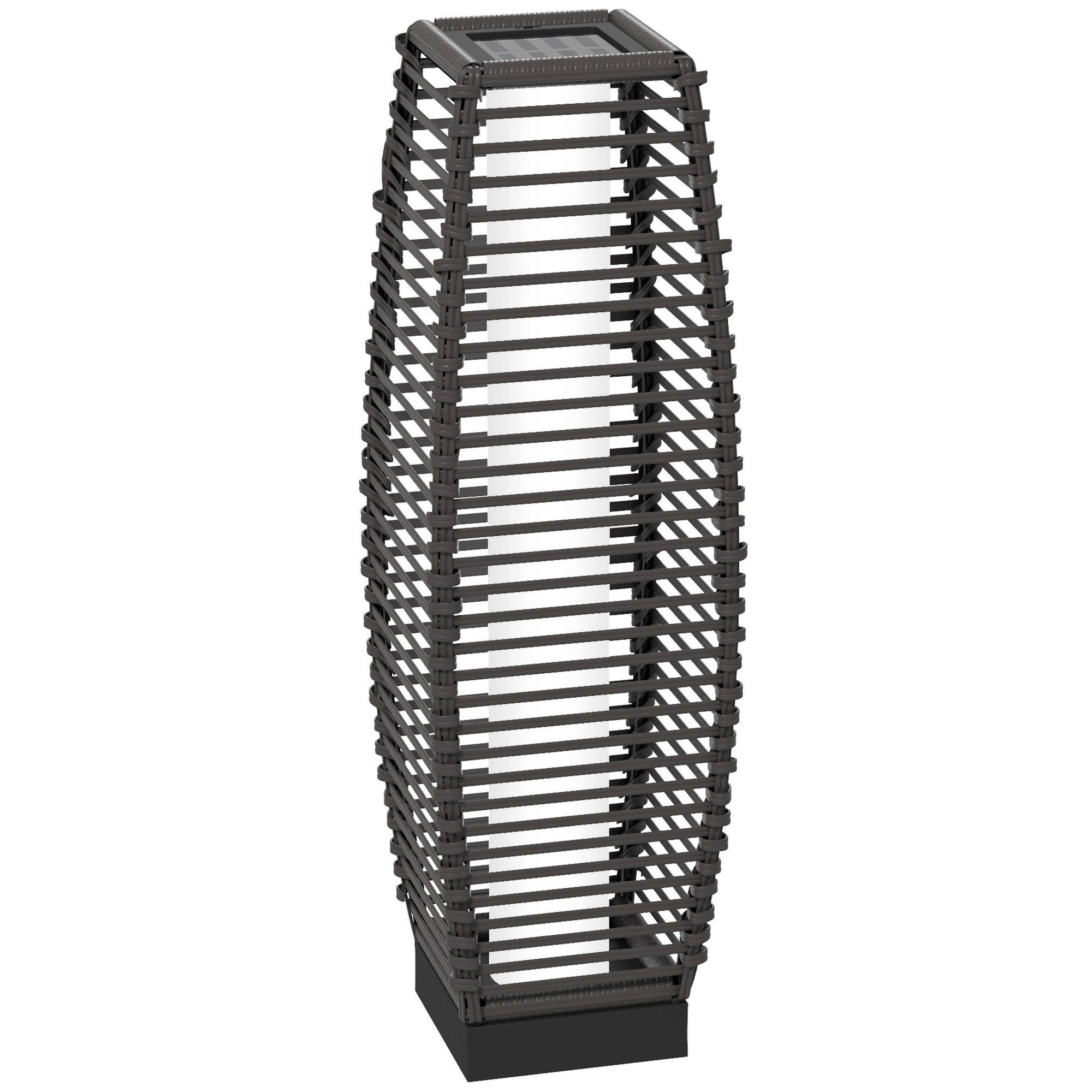 Outsunny Solar Floor Lamp, Outdoor Rattan Garden Lantern Pathway Light & Decorative Driveway Lighting with Auto On/Off LED Lights for Porch, Yard, Lawn, Courtyard, Deck, Gray