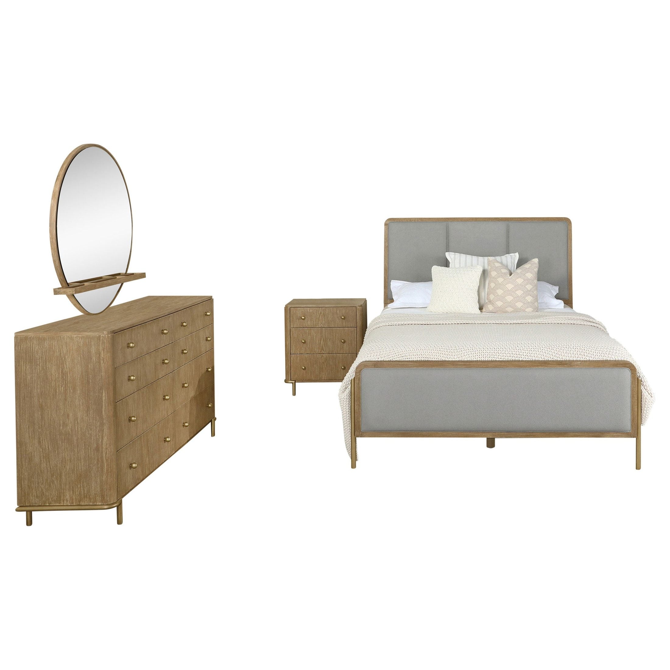 Stevie Sand Wash/Grey 4-piece Eastern King Bedroom Set