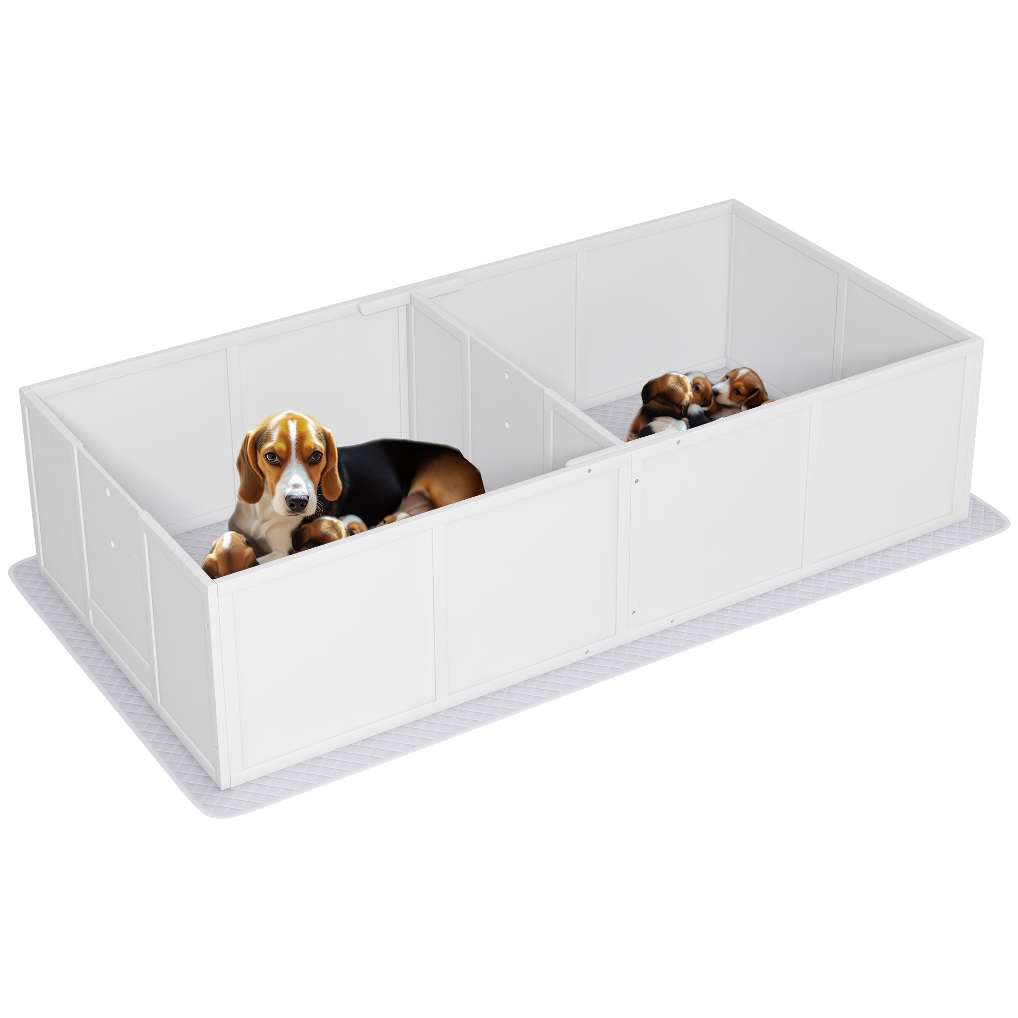 PawHut Whelping Box for Dogs and Puppies, Dog Whelping Box with Washable Waterproof Pee Pad & Adjustable Door for Medium and small Dogs, White, 77' x 38' x 19'