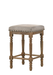 Farsiris Beige Fabric & Weathered Oak Finish Counter Height Stool (Set-2)