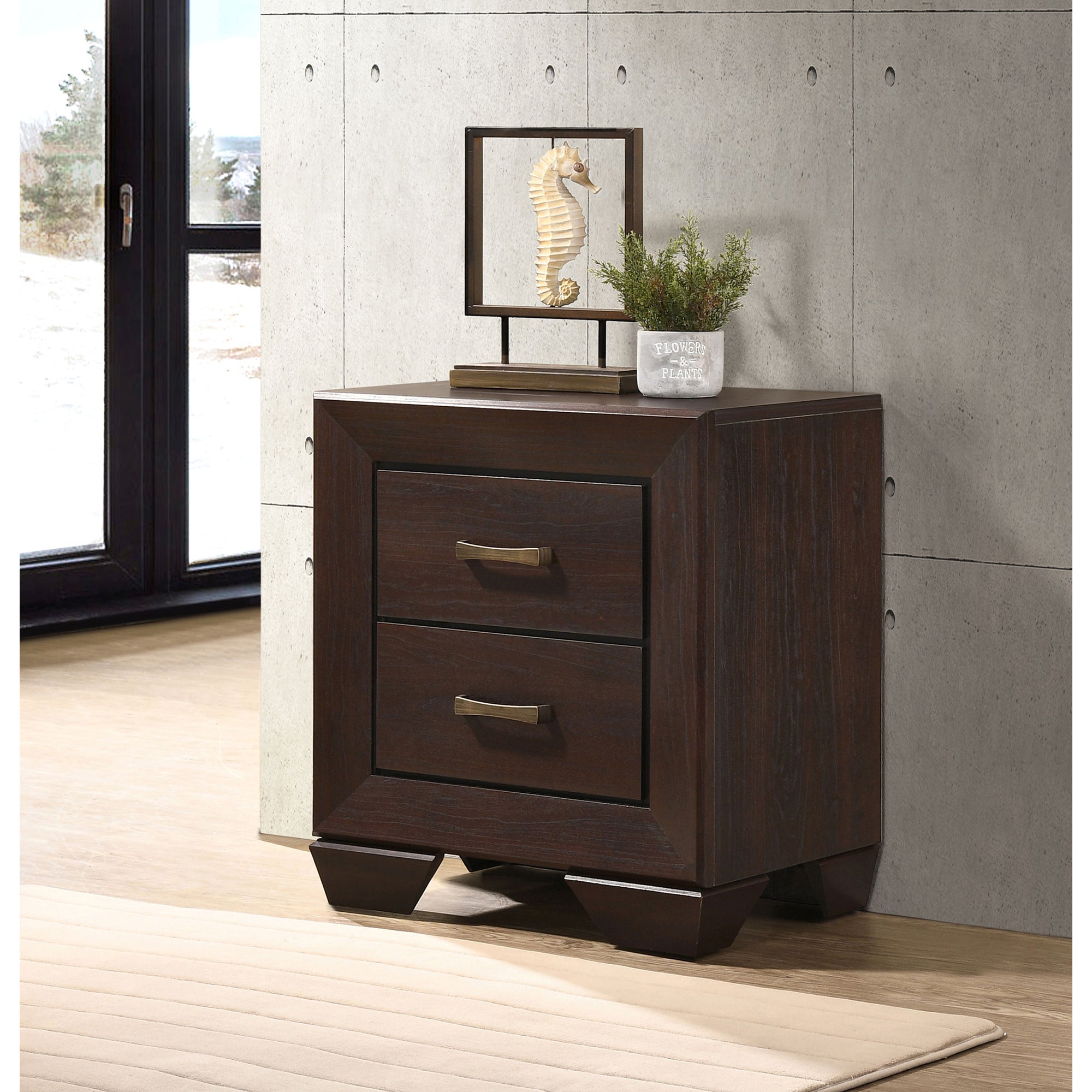 Copper Dark Cocoa 2-Drawer Rectangular Nightstand