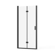 Goodyo Frameless Glass Shower Door 32' x 72' with Tempered Clear Glass and Black Finish, Reversible Installation