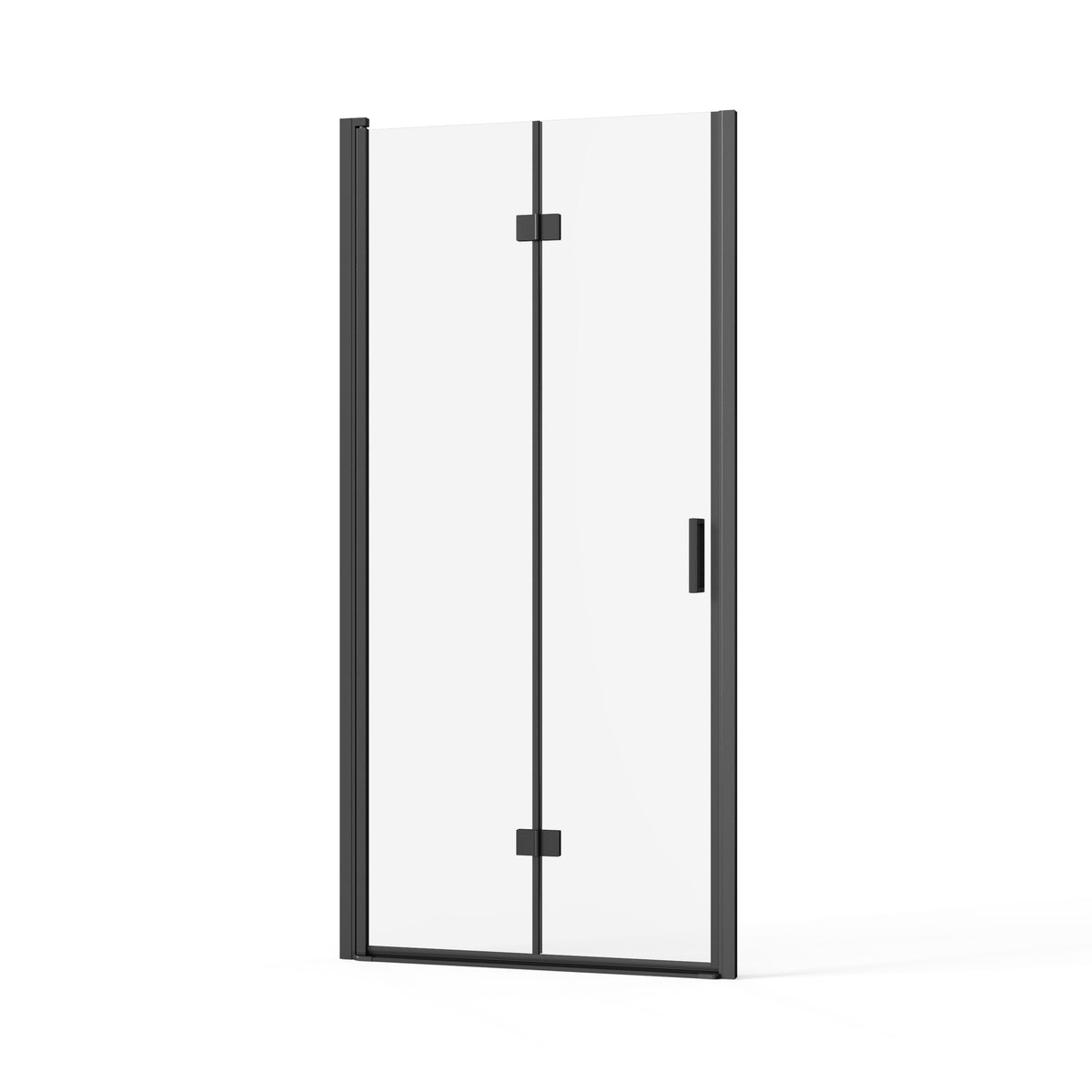 Goodyo Bifold Frameless Glass Shower Door 30'x 72' with 1/4 inch Tempered Clear Glass in Black Finish