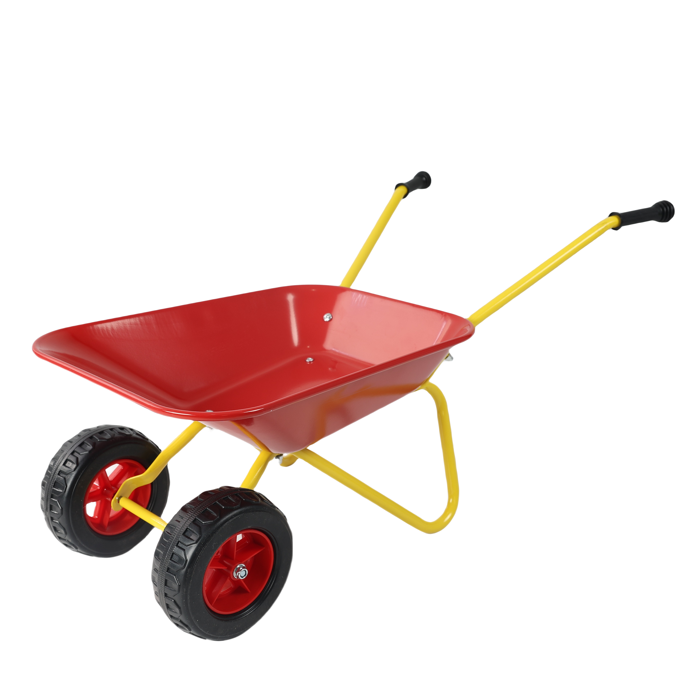 Children's metal trolley, children's trolley, children's heavy vehicle, metal structure two-wheeled trolley, steel pallet, can be used in gardens, loading leaves, soil, sand, etc. (red)