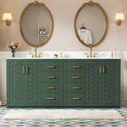 72'' Bathroom Vanity with Ceramic Sink (Separate), Solid Wood Frame Bathroom Storage Cabinet, Freestanding Vanity Set with Drawers& Soft Closing Doors