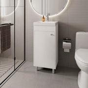 FM FURNITURE Oracle Bathroom Vanity, Single Door, Two Storage Shelves, White