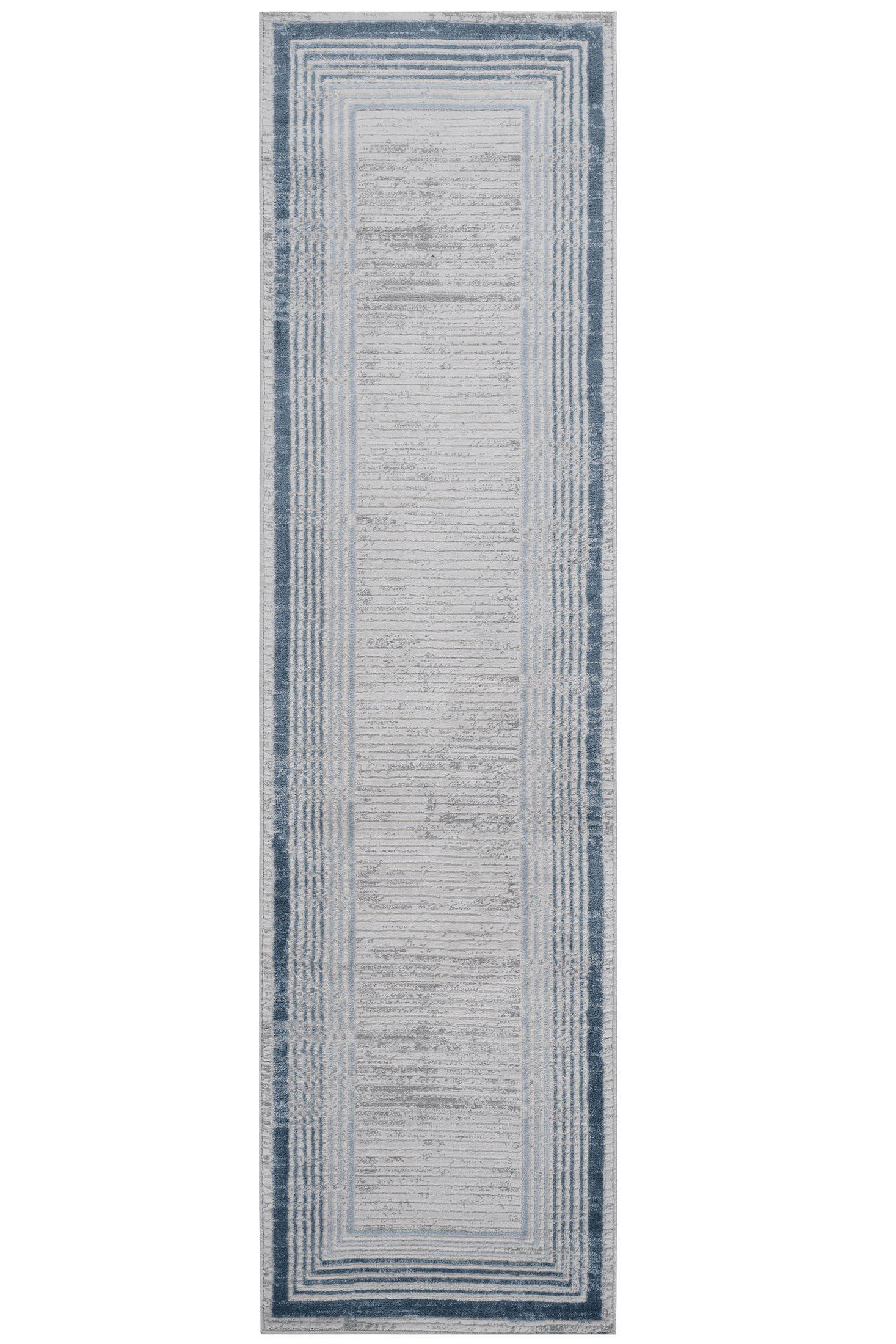 MARFI Collection 2X8 Blue / Ivory / Bordered Runner Rug