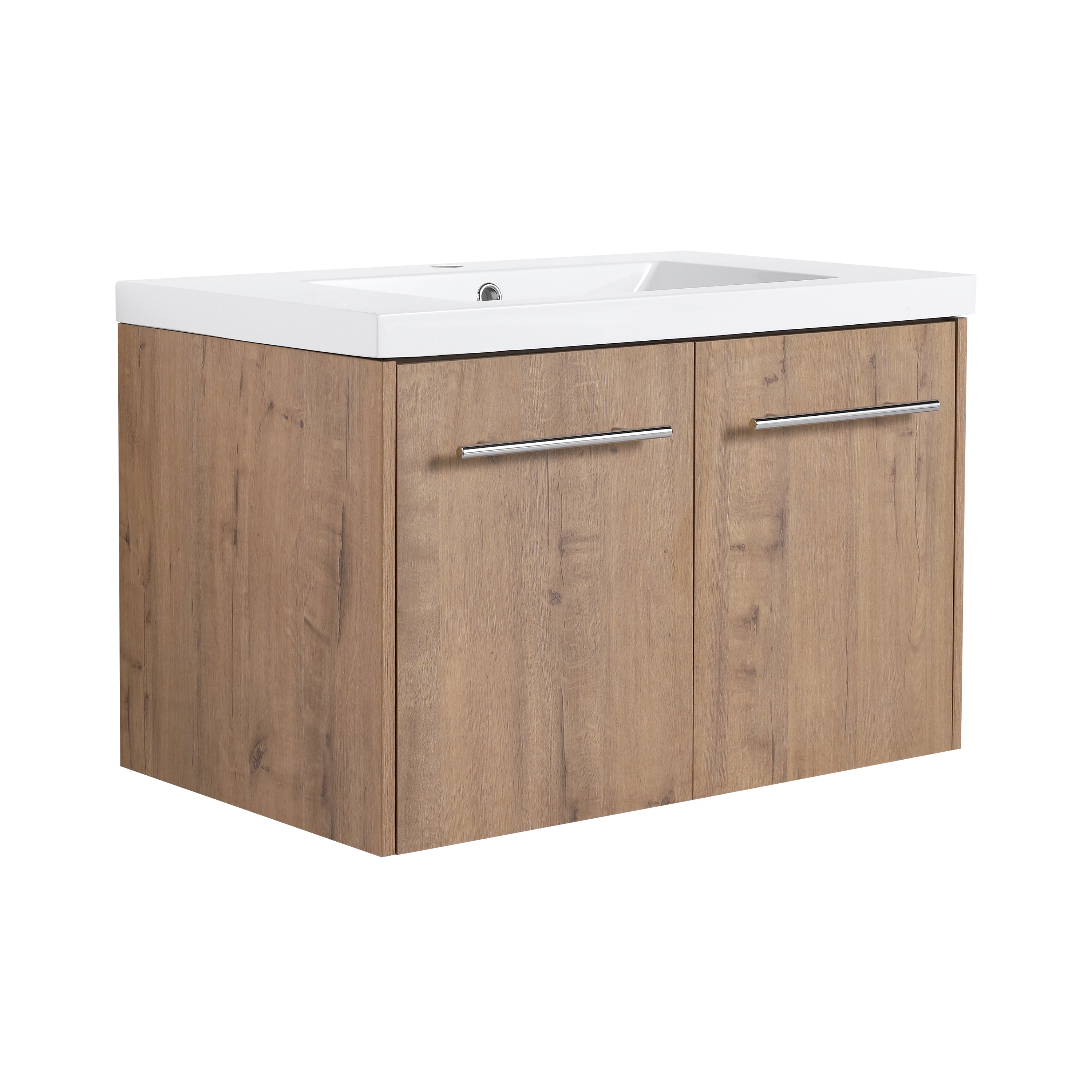 Imitative Oak 30 Inch Soft Close Doors Bathroom Vanity with Resin Sink and Metal Handles