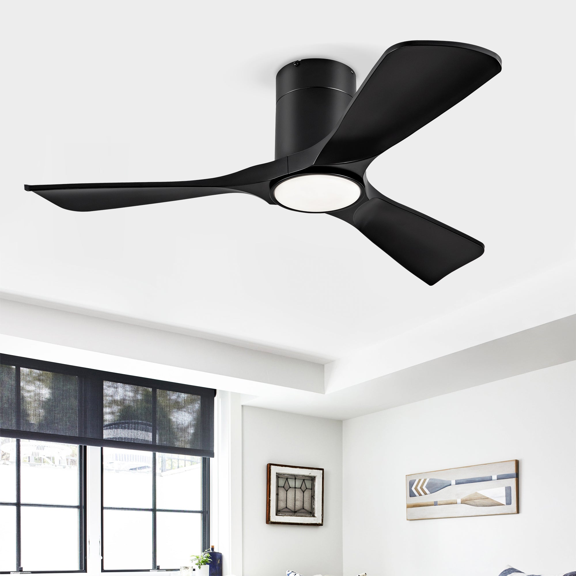Hot sales Ceiling Fan with Lights 42 Inch Flush Mount Ceiling Fan with Remote Control, ABS Blades Modern Outdoor Ceiling Fans for Bedroom/Farmhouse/Patio/Indoor, Quiet DC Motor