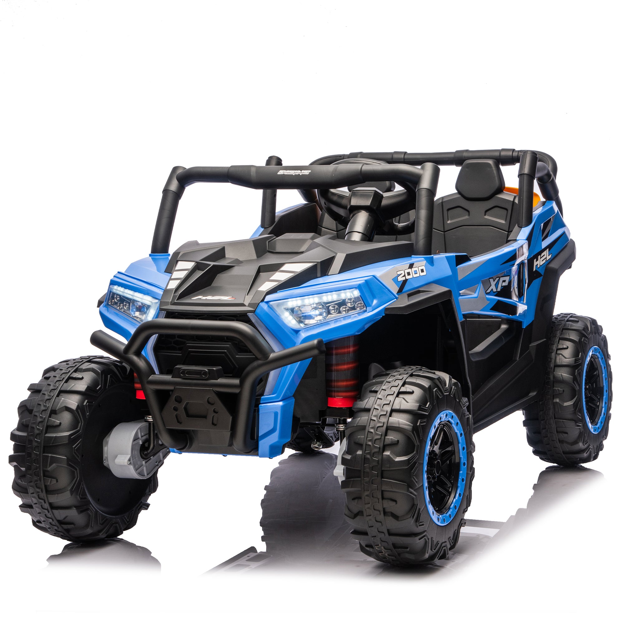 24V XL 2-Seater Kids Ride-On UTV W/ Parents RC,4WD&Four-Wheel Suspension,Extra-Wide 20.47in Seat,LED Headlights,Power Display,Storage Space,Included Shovel,Bluetooth,Built-in Music. age:3-7