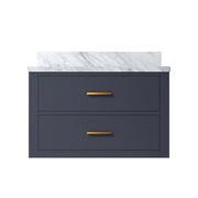 Blue Single Bath Vanity 30 in. W x 22 in. D, with Carrara Marble Top