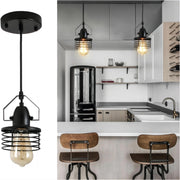 Industrial Black Pendant Light Metal Cage Pendant Lights Dining Room Hanging Lighting for Kitchen Island Living Room Bedroom Entryy Barn Farmhouse,Spring Shade,E26 Bulb(1 Light)