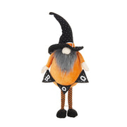 6.3x4.3x16' Fabric Standing Orange Gnome W/Black Gnome & Holding Banner, for Halloween Decor