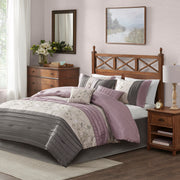 Embroidered 7 Piece Comforter Set Purple King