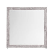 Farmhouse Style Rover Mirror with Light Grey Finish and Solid Wood Frame