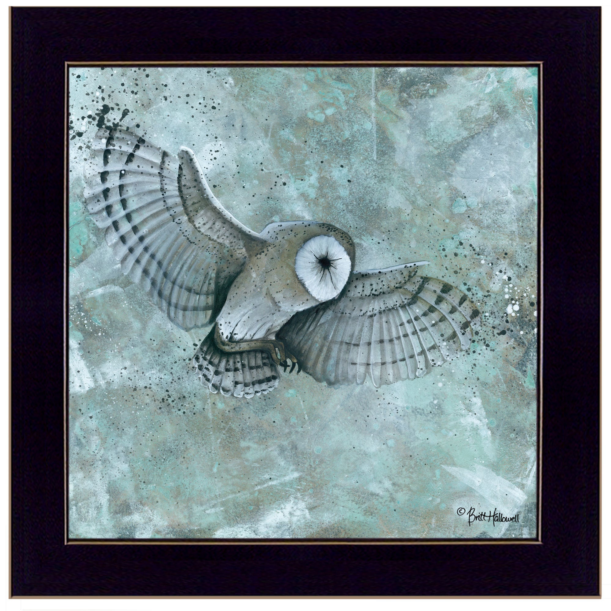 'Simplicity Owl' by Britt Hallowell, Ready to Hang Framed Print, Black Frame