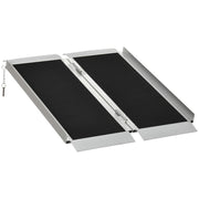 HOMCOM Wheelchair Ramp 3FT, Folding Aluminum Threshold Ramp with Non-Slip Surface, Transition Plates Above and Below, 600lbs Weight Capacity for Home, Doorways, Curbs, Steps
