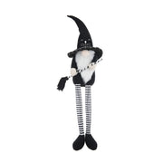 4.3x4x26.8' Fabric Sitting Black Gnome With Broomstick&Long Legs, for Halloween Decor