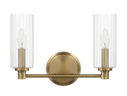 Regal Double Light Vanity With Clear Ribbed Glass - Satin Brass