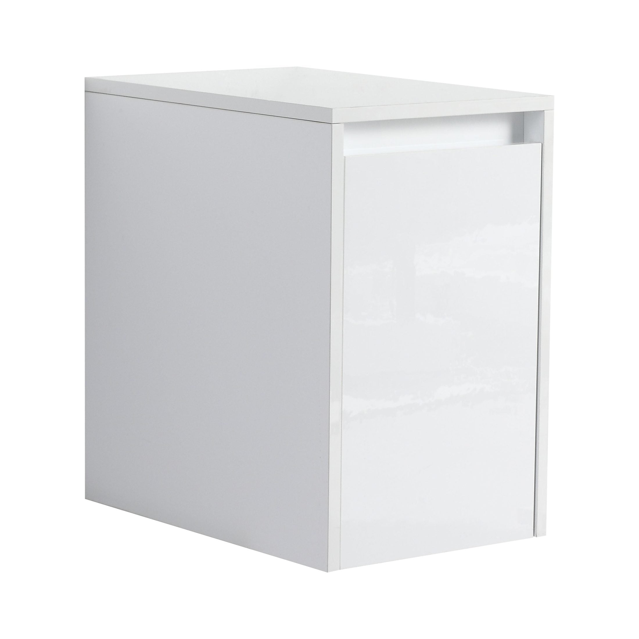 12' Bathroom Side Cabinet, Soft Close Doors, Float Mounting Design, Glossy White,(KD-Packing)