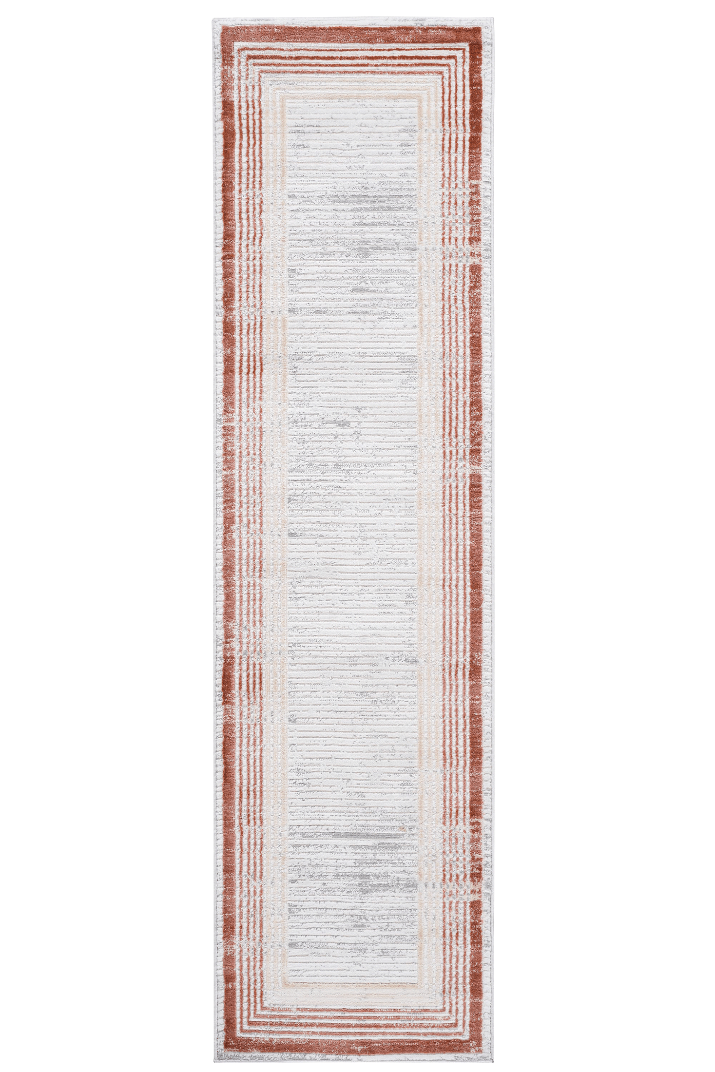 MARFI Collection 2X8 Brown / Ivory / Bordered Runner Rug