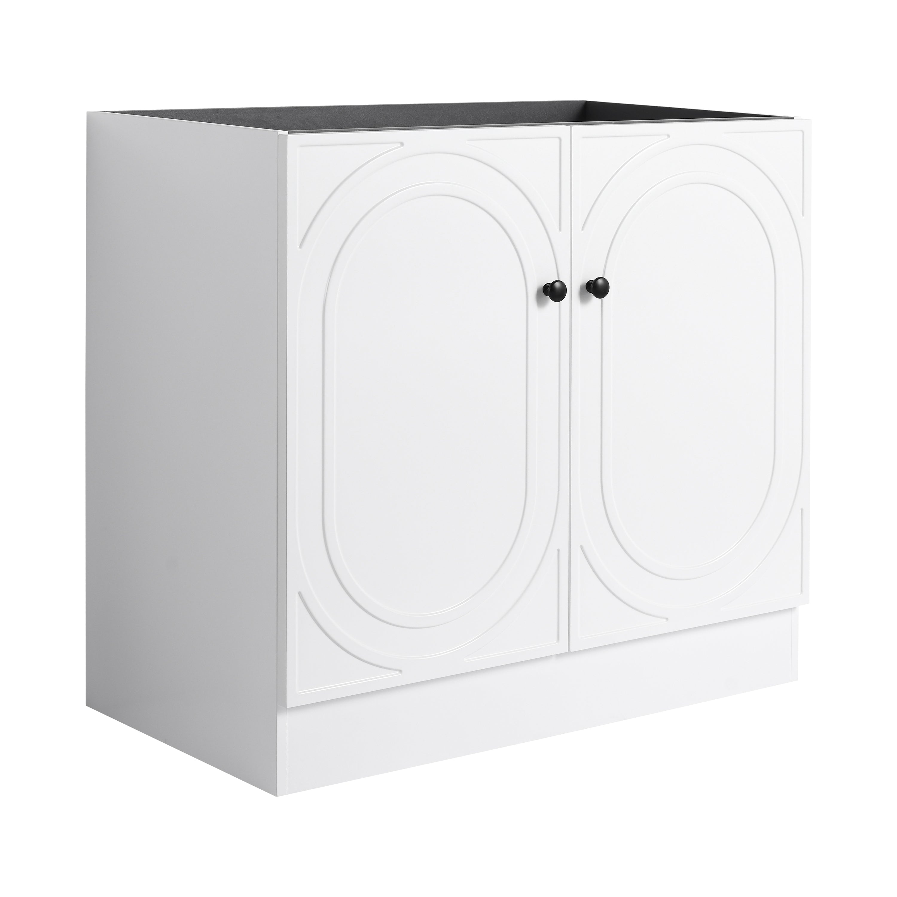 Modern 36' Freestanding Bathroom Vanity with Soft-Close Cabinet Doors in White Plywood, Excluding Sink