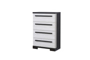 1pc Contemporary 4-Drawer Chest Chalk White and Black Finish Wooden Bedroom Furniture