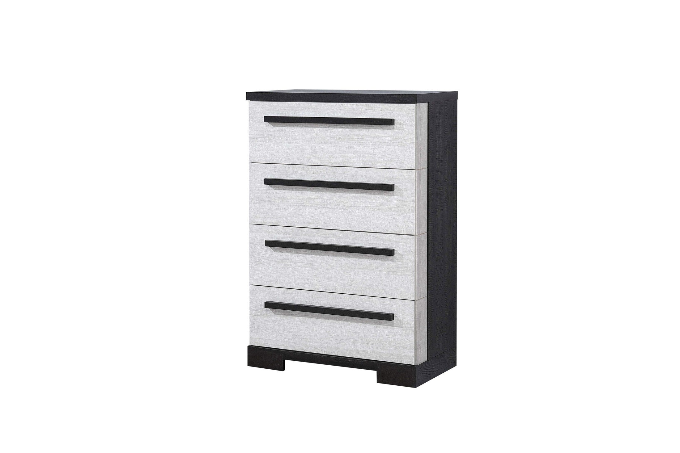 1pc Contemporary 4-Drawer Chest Chalk White and Black Finish Wooden Bedroom Furniture