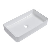 Modern European Rectangular Vessel Bathroom Sink White Ceramic 24x14 Inches