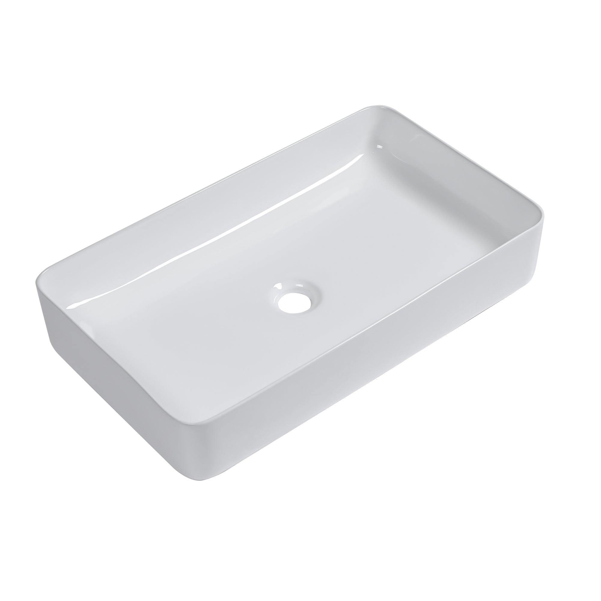 Modern European Rectangular Vessel Bathroom Sink White Ceramic 24x14 Inches