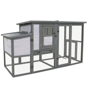 79'Large Chicken Coop with Upgraded Perches, Wooden Outdoor Chicken Cage with Large Nesting Box, Weatherproof Open Asphalt Roof &Removable Bottom, Duck House, Rabbit Hutch