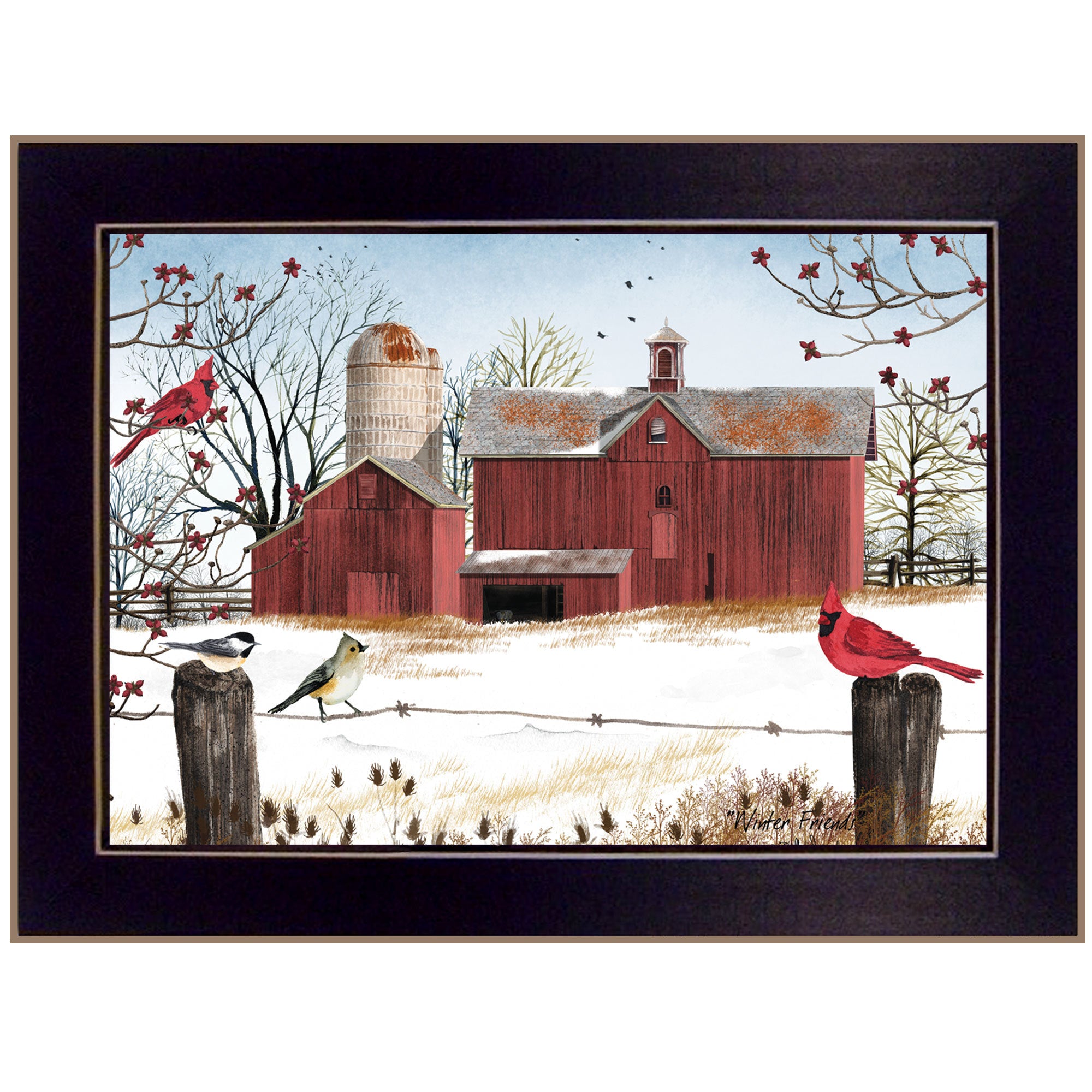 'Winter Friends' by Billy Jacobs, Ready to Hang Framed Print, Black Frame