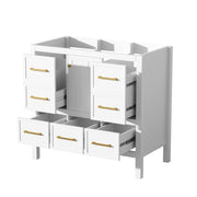 36'' Bathroom Vanity without Sink, Solid Wood Frame Bathroom Storage Cabinet, Freestanding Vanity with 5 Drawers& Soft Closing Doors (NOT INCLUDE BASIN SINK )