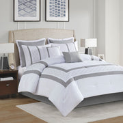 8 Piece Embroidered Comforter Set White Queen