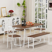 6 Pieces Dining Set 6-Piece Kitchen Table Set Perfect for Kitchen, Breakfast Nook, Living Room Occasions