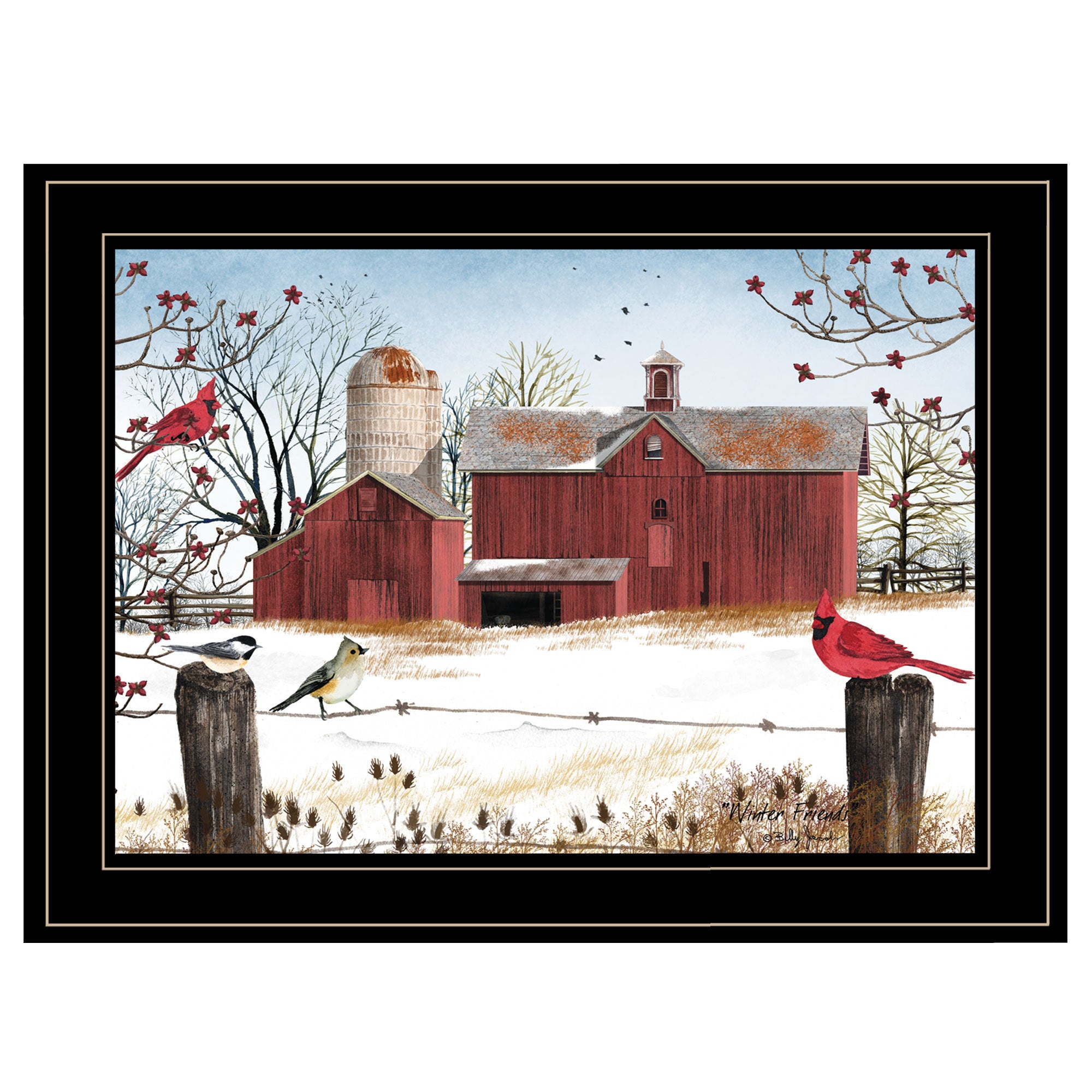 'Winter Friends' by Billy Jacobs, Ready to Hang Framed Print, Black Frame