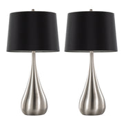 Pebble 29' Contemporary Metal Table Lamp in Brushed Nickel with Black Linen Shade from Grandview Gallery by LumiSource - Set of 2