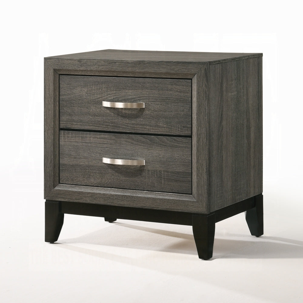 Transitional Gray Finish Nightstand of 2-Drawers Wooden Bedroom Furniture 1pc