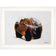 'Bear in the Mountains' by Andreas Lie, Ready to Hang Framed Print, White Frame