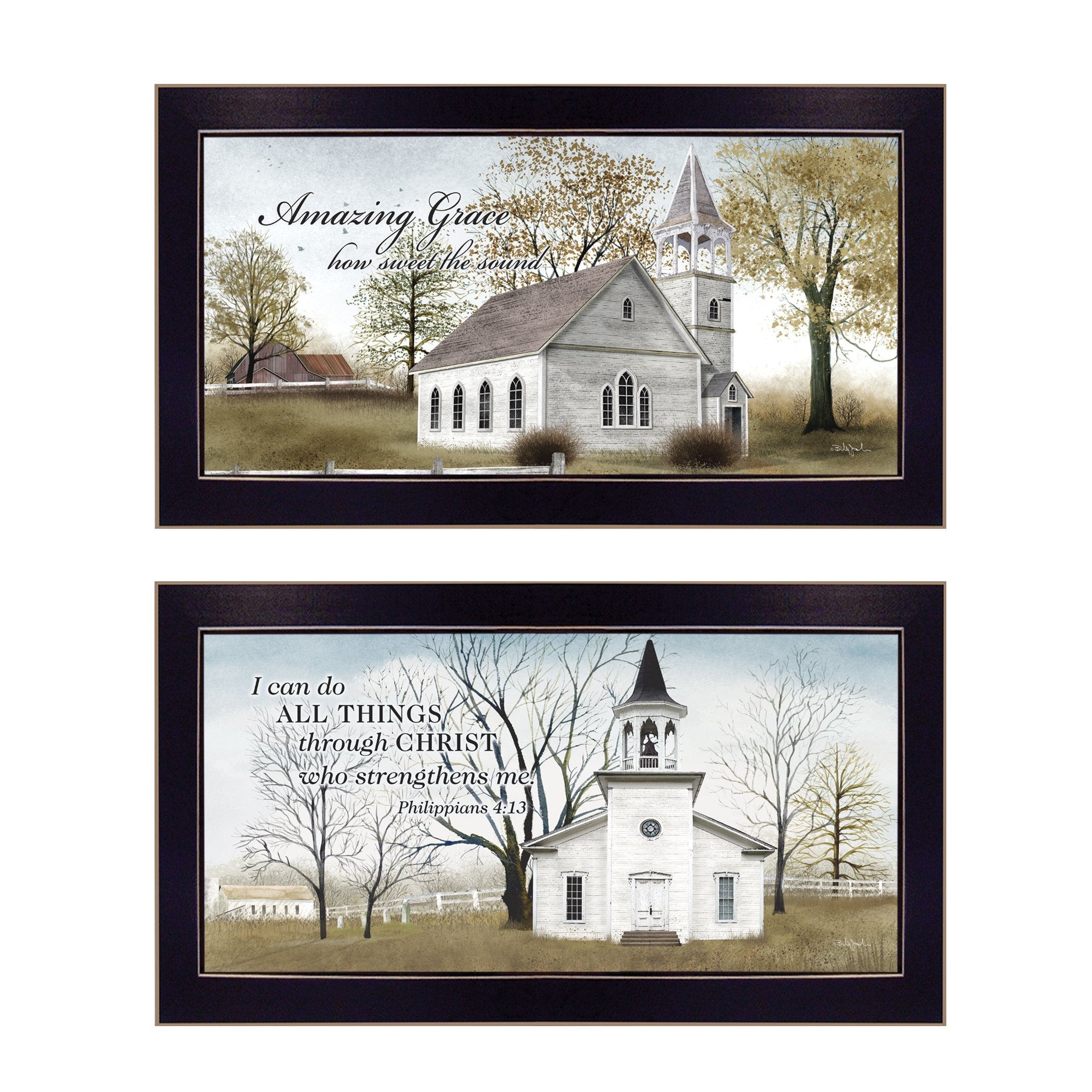 'Amazing Grace Collection' 2-Piece Vignette By Billy Jacobs, Printed Wall Art, Ready To Hang Framed Poster, Black Frame