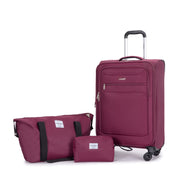 Softshell Suitcase Spinner Wheels Terylene Polyester Luggage Sets Carry On Suitcase Lightweight Durable WINE RED
