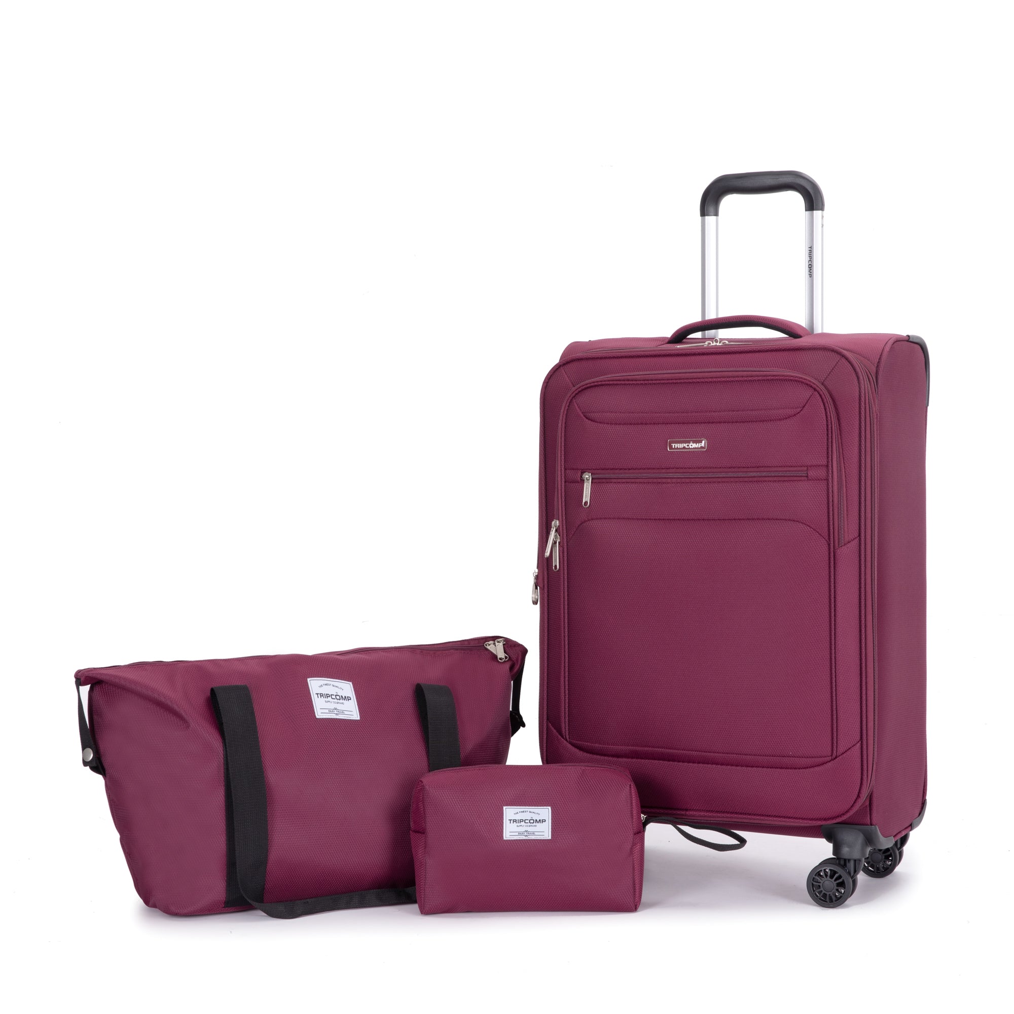 Softshell Suitcase Spinner Wheels Terylene Polyester Luggage Sets Carry On Suitcase Lightweight Durable WINE RED