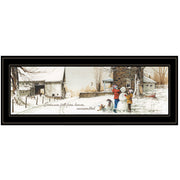 'Snowmen from Heaven' By John Rossini, Ready to Hang Framed Print, Black Frame